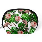 Flamingo Floral White Accessory Pouch (Medium) Back