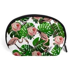 Flamingo Floral White Accessory Pouch (Large)