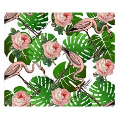 Flamingo Floral White Double Sided Flano Blanket (Small) 