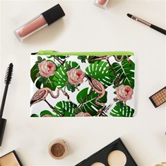 Flamingo Floral White Cosmetic Bag (XS)