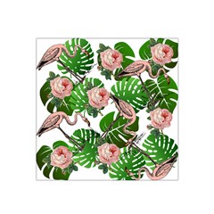 Flamingo Floral White Satin Bandana Scarf