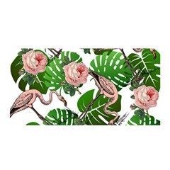 Flamingo Floral White Satin Wrap