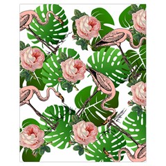 Flamingo Floral White Drawstring Bag (Small)