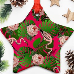 Flamingo Floral Pink Ornament (star) by snowwhitegirl