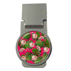 Flamingo Floral Pink Money Clips (round)  by snowwhitegirl