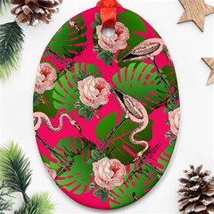 Flamingo Floral Pink Oval Ornament (two Sides) by snowwhitegirl