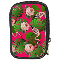 Flamingo Floral Pink Compact Camera Leather Case by snowwhitegirl