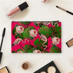 Flamingo Floral Pink Cosmetic Bag (Medium) Back