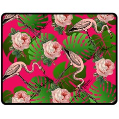 Flamingo Floral Pink Fleece Blanket (medium)  by snowwhitegirl