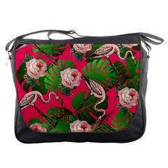 Flamingo Floral Pink Messenger Bag by snowwhitegirl