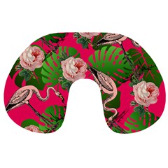 Flamingo Floral Pink Travel Neck Pillows by snowwhitegirl