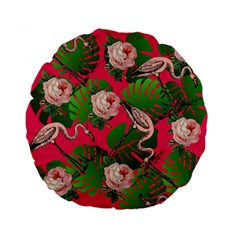 Flamingo Floral Pink Standard 15  Premium Flano Round Cushions by snowwhitegirl