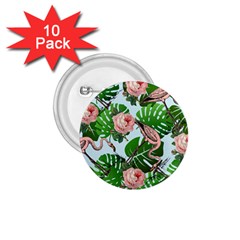 Flamingo Floral Blue 1 75  Buttons (10 Pack) by snowwhitegirl