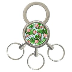 Flamingo Floral Blue 3-ring Key Chains by snowwhitegirl