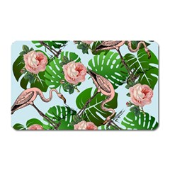 Flamingo Floral Blue Magnet (rectangular) by snowwhitegirl