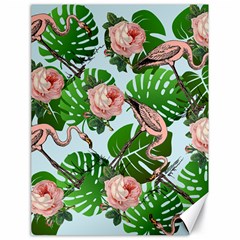 Flamingo Floral Blue Canvas 18  X 24   by snowwhitegirl