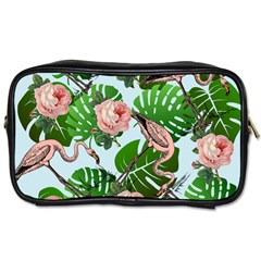 Flamingo Floral Blue Toiletries Bag (one Side) by snowwhitegirl