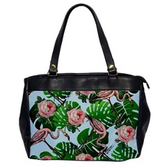 Flamingo Floral Blue Oversize Office Handbag by snowwhitegirl