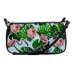 Flamingo Floral Blue Shoulder Clutch Bag by snowwhitegirl