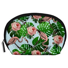 Flamingo Floral Blue Accessory Pouch (large) by snowwhitegirl