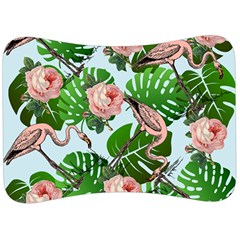 Flamingo Floral Blue Velour Seat Head Rest Cushion