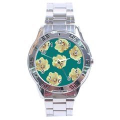 Teal Tulips Stainless Steel Analogue Watch by snowwhitegirl