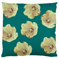 Teal Tulips Large Cushion Case (two Sides) by snowwhitegirl