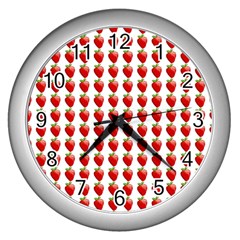 Strawberries Wall Clock (silver) by snowwhitegirl