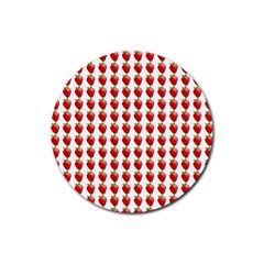 Strawberries Rubber Round Coaster (4 Pack)  by snowwhitegirl