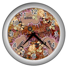 Pinup Floral Wall Clock (silver) by snowwhitegirl