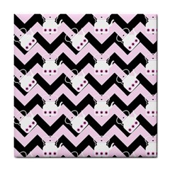 Pink Teapot Chevron Tile Coasters by snowwhitegirl