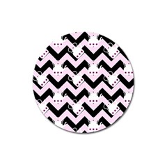 Pink Teapot Chevron Magnet 3  (round) by snowwhitegirl