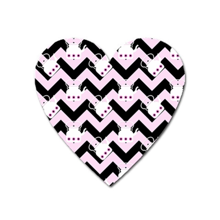 Pink Teapot Chevron Heart Magnet