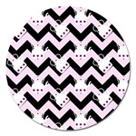 Pink Teapot Chevron Magnet 5  (Round) Front