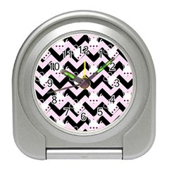 Pink Teapot Chevron Travel Alarm Clock by snowwhitegirl