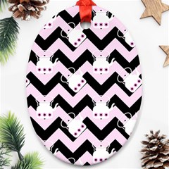 Pink Teapot Chevron Oval Ornament (two Sides) by snowwhitegirl