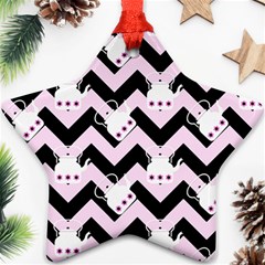 Pink Teapot Chevron Star Ornament (two Sides) by snowwhitegirl