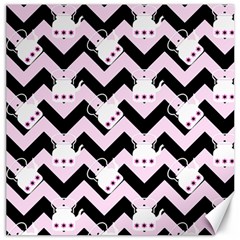 Pink Teapot Chevron Canvas 12  X 12   by snowwhitegirl