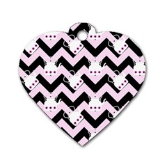 Pink Teapot Chevron Dog Tag Heart (two Sides)