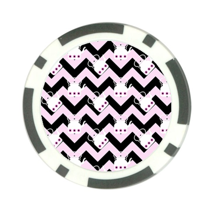 Pink Teapot Chevron Poker Chip Card Guard