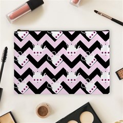 Pink Teapot Chevron Cosmetic Bag (large) by snowwhitegirl