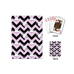 Pink Teapot Chevron Playing Cards (mini)  by snowwhitegirl