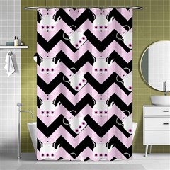 Pink Teapot Chevron Shower Curtain 48  X 72  (small)  by snowwhitegirl