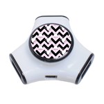 Pink Teapot Chevron 3-Port USB Hub Front