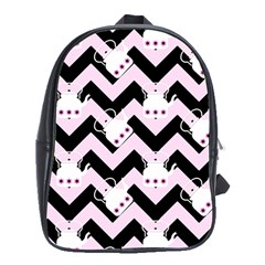 Pink Teapot Chevron School Bag (xl) by snowwhitegirl