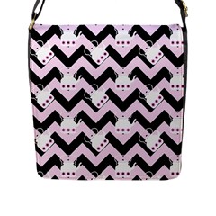 Pink Teapot Chevron Flap Closure Messenger Bag (l) by snowwhitegirl