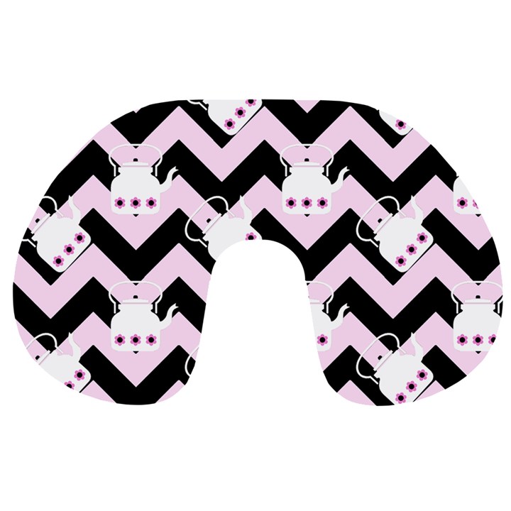 Pink Teapot Chevron Travel Neck Pillows