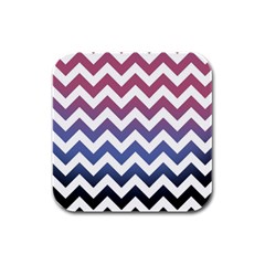 Pink Blue Black Ombre Chevron Rubber Square Coaster (4 Pack)  by snowwhitegirl