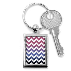 Pink Blue Black Ombre Chevron Key Chains (rectangle)  by snowwhitegirl