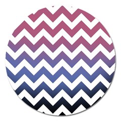 Pink Blue Black Ombre Chevron Magnet 5  (round) by snowwhitegirl